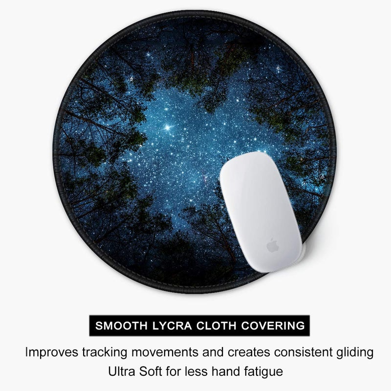 Auhoahsil Mouse Pad, Round Landscape Theme Anti-Slip Rubber Mousepad with Durable Stitched Edges for Gaming Office Laptop Computer Men Women Kids, Cute Custom Design, 8.7 x 8.7 in, Silent Night Sky - Image 4